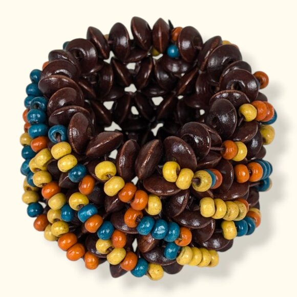 Colourful Beaded Wide Stretch Bracelet - Picture 3 of 4